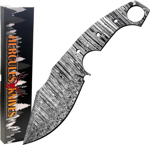 Miniatura 10 de Cuchillo de caza táctico de hoja en blanco de acero de Damasco forjado a mano personalizado Camping, supervivencia, senderismo hoja de colectores