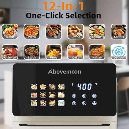 Miniatura 2 de Horno freidora de aire grande Xl Pro de 10 litros con parrilla para uso en encimera de cocina, hornos de convección inteligentes 12 en 1, freidora