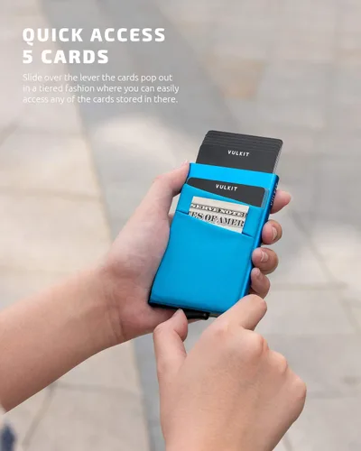 Miniatura 57 de VULKIT Card Holder with Money Pocket Pop Up Wallet RFID Blocking Slim Metal Bank Card Case Holds 5 Cards and Notes