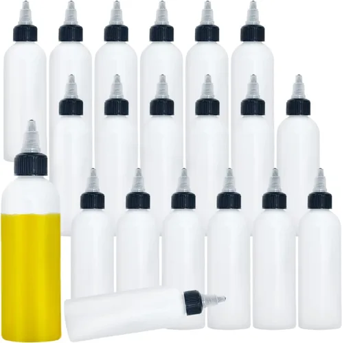 Meirrnyyu 20 piezas de botellas de plástico para condimentos de 4 oz con tapas de rosca, botella de salsa con tapa despachadora, botellas de