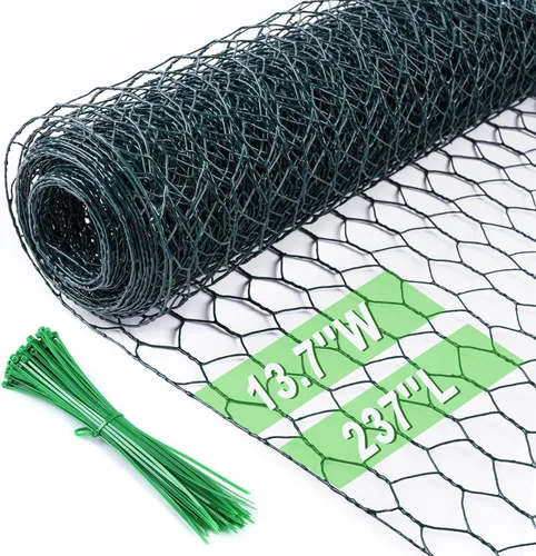 Miniatura 8 de Alambre de pollo de 13.7 pulgadas x 393.7 pulgadas, malla galvanizada hexagonal para jardín, valla de jardín para mascotas, conejos, pollos con 100