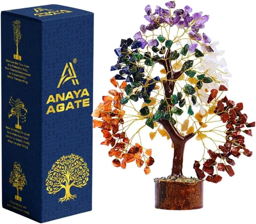 Miniatura 10 de Árbol de la vida de 7 chakras de cristal ANAYA AGATE – Árboles Bonsái de piedras preciosas curativas hechas a mano para decoración del hogar