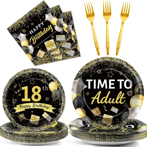 Miniatura 8 de gisgfim 96 Piezas Platos y Servilletas de Cumpleaños 16 Suministros para Fiestas Dulces 16 Juego de Vajilla para Fiestas Azul Plateado Decoraciones