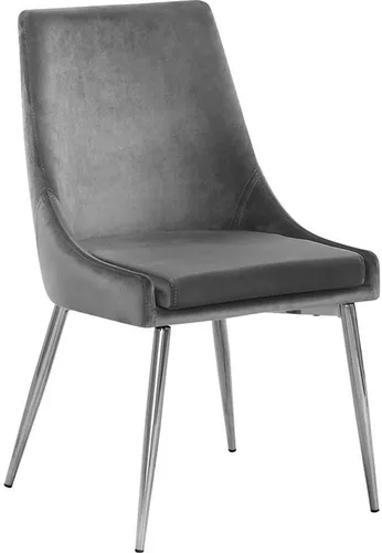 Miniatura 5 de Meridian Furniture Karina Collection Modern - Silla de comedor tapizada de terciopelo contemporánea con patas de metal resistentes, juego de 2, 19.5