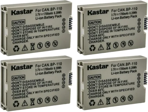 Miniatura 5 de Kastar Paquete de 2 baterías BP-110 de 3.7 V 1700 mAh de repuesto para Canon VIXIA HF R20 HFR20, VIXIA HF R20 Rojo, VIXIA HF R20 Silver, VIXIA HF