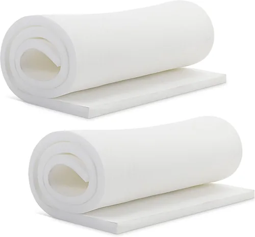 Frienda 2 piezas de espuma de tapicería de 1 x 24 x 72 pulgadas, cojín de espuma de poliuretano blanco para reemplazo de asientos, proyectos de