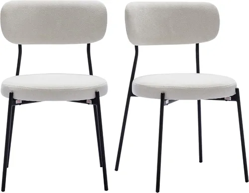 Miniatura 3 de DUHOME Silla de comedor de 2, sillas de comedor acolchadas sin brazos con patas de metal negro, silla auxiliar moderna con respaldo de mediados