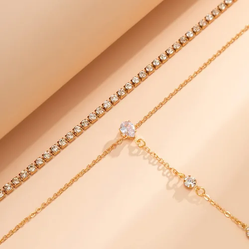 Miniatura 4 de Lariat Collar para mujer, collares largos de oro para mujer, collar Lariat Y de diamantes de imitación, collar de graduación, boda, novia, joyería