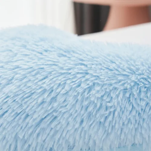 Miniatura 6 de MOOWOO Almohada de corazón esponjosa de felpa, almohadas peludas para regalos, almohada de amor, cierre de cremallera, Navidad, día de la madre, Azul