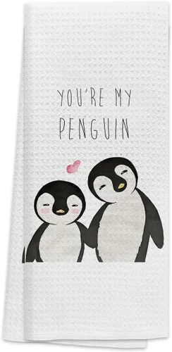 TNUW Eres mi pingüino, toallas suaves y absorbentes para baño y cocina, lindas toallas de mano de pingüino, toallas de playa de pingüino de 16″×24″,