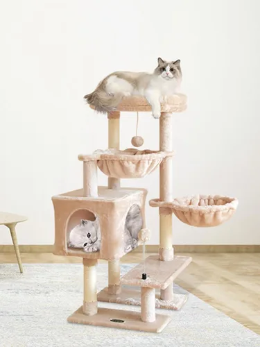 Miniatura 6 de KIYUMI - Árbol para gatos, torre para gatos, condominio con poste de rascado de sisal para gatos de interior, árbol para gatos con hamaca y juguetes