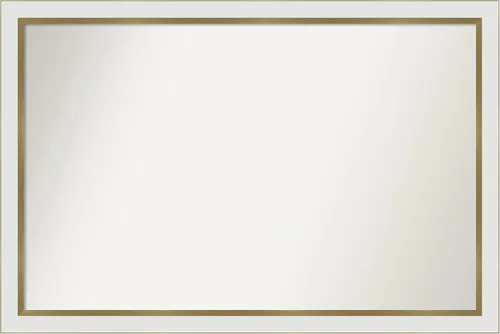 Miniatura 99 de Amanti Art Espejo de baño blanco para sobre el fregadero, 30 x 35 pulgadas, espejo de tocador rectangular estrecho de Eva de oro blanco, marco