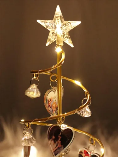 Miniatura 4 de Foto personalizada con luces de árbol de cristal de Navidad, foto familiar personalizada, lámpara de Navidad de metal, decoración de regalos
