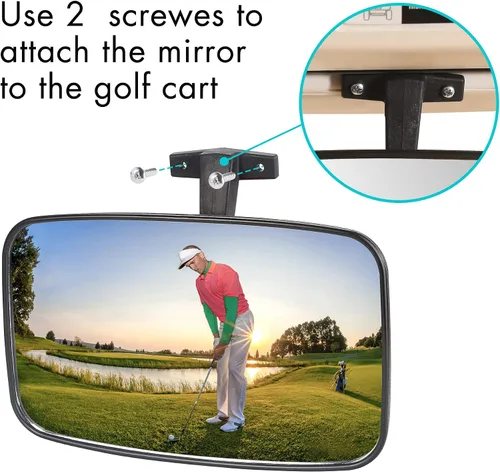 Miniatura 6 de 10L0L Juego de espejos para carrito de golf, espejos laterales y espejo retrovisor panorámico grande Radian extra ancho para EZGO Yamaha Club Car