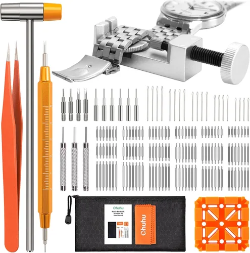 Miniatura 9 de Ohuhu - Kit de reparación de reloj, 192 piezas mejoradas de alta resistencia para extracción de eslabones de reloj, kit de herramientas de repuesto