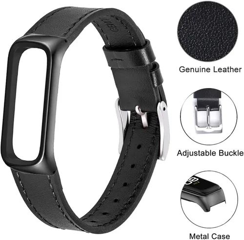 Miniatura 3 de Correas de cuero genuino y bandas elásticas de nailon compatibles con Samsung Galaxy Fit2, correas deportivas suaves y transpirables para mujeres