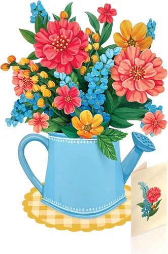 Miniatura 16 de Freshcut Paper Tarjetas Pop Up, Tulipanes Festivos, Ramo de Flores Eternas de Tamaño Real de 12 Pulgadas, Tarjeta de Felicitación Emergente 3D