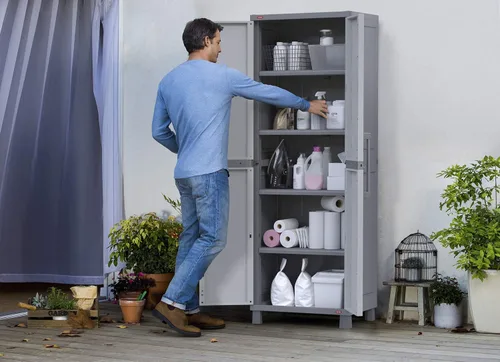 Miniatura 2 de Keter - Armario de almacenamiento con puertas y estantes para la lavandería, garaje, accesorios de baño, armario y organización del hogar, blanco