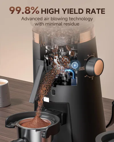 Miniatura 8 de AMZCHEF Molinillo de café de dosis única, molinillo de rebabas de 75 ajustes, rebabas cónicas de 1.575 in, diseño antiestático y de baja retención