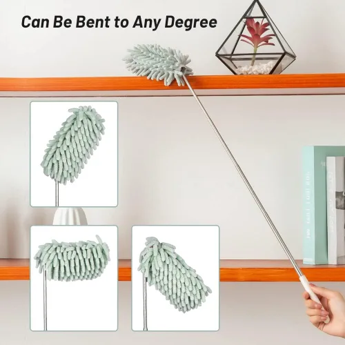 Miniatura 6 de Plumero de microfibra retráctil verde para limpiar plumero de mano extensible lavable plumero herramienta de limpieza para limpieza de oficina