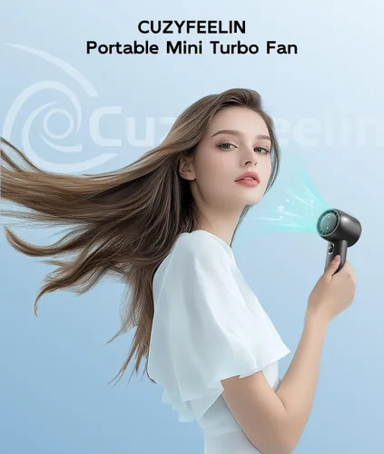 Miniatura 6 de Ventilador portátil recargable – Ventiladores de mano turbo de alta velocidad de 15000 RPM con pantalla digital – Ventilador USB alimentado por