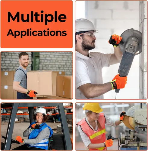 Miniatura 6 de HANDLANDY Guantes de trabajo para hombre y mujer, guantes de trabajo de mecánicos de uso general con pantalla táctil, guantes de trabajo flexibles
