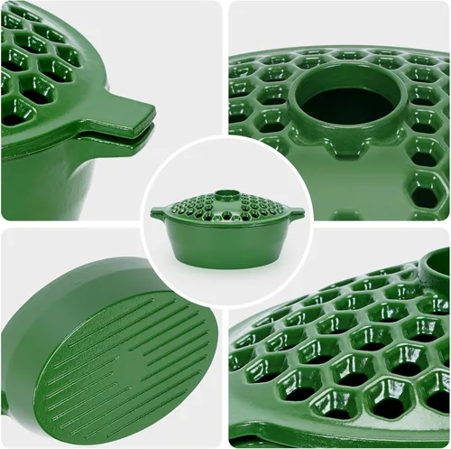 Miniatura 7 de G GOOD GAIN Vaporizador de estufa de leña, humidificador de estufa de hierro fundido con parte superior de apertura grande Olla ovalada para Verde