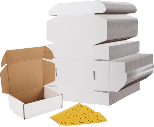 Miniatura 48 de RLAVBL Juego de 25 cajas de envío de 10 x 8 x 3, caja de cartón corrugado blanca para embalaje, correo, negocios Blanco