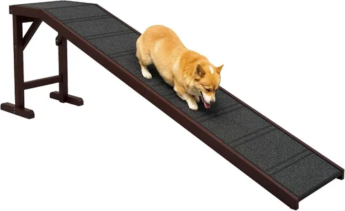 Miniatura 13 de PawHut Rampa para perros para cama, rampa para mascotas para perros con alfombra antideslizante y plataforma superior, 49 x 16 x 14 pulgadas