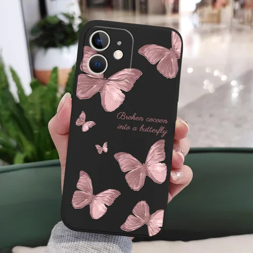 Miniatura 3 de LEECG Funda para iPhone 12 Mini, diseño creativo con estampado floral, funda antiarañazos de microfibra suave, funda de silicona líquida para Negro
