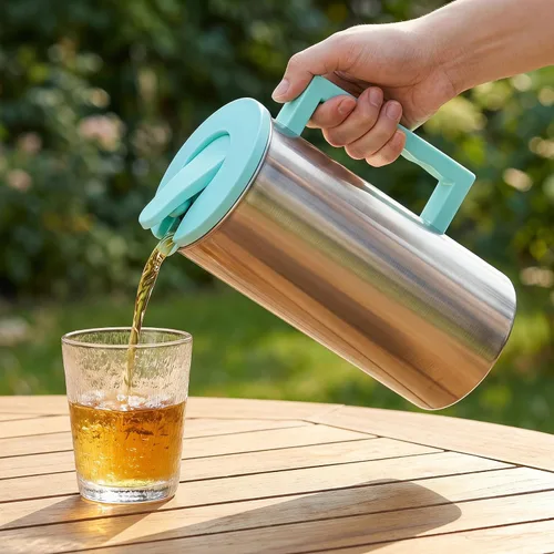Miniatura 7 de Cabilock Jarra de acero inoxidable de 60.8 onzas con tapa, jarra de acero inoxidable de gran capacidad, jarra de agua aislada para mantener bebidas