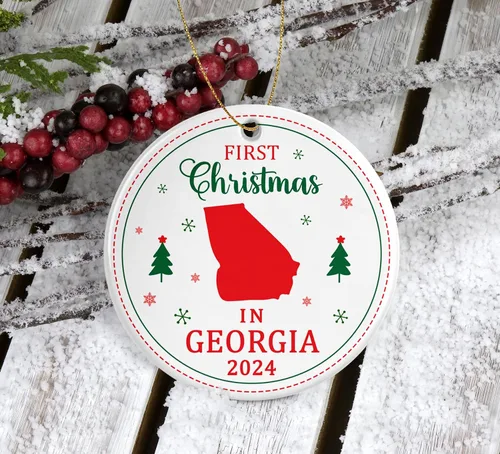 Miniatura 2 de Adorno de la primera Navidad en Georgia 2023 – Decoración colgante de árbol Ga Lover para celebración de Navidad – Regalo de festival