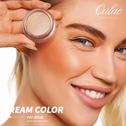 Miniatura 64 de Oulac Sombra de ojos en crema con brillo también para iluminador Sombra de ojos mezclable Resistente al agua y de larga duración con fórmula Pureza