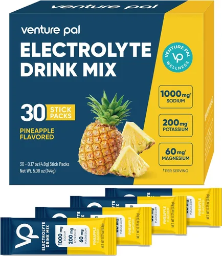 Miniatura 11 de Venture Pal Paquete de electrolitos en polvo sin azúcar con alto contenido de sodio, paquetes de hidratación cero calorías con vitamina, sodio