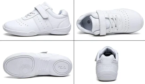Miniatura 7 de VINIGIAGIA Zapatos de animación blancos para niños y niñas, para competición de porristas, atletismo, caminar, tenis, deportes, gancho y bucle