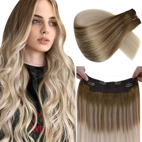 Miniatura 7 de LaaVoo Extensión de cola de caballo de cabello humano marrón para mujer, extensiones de cola de caballo marrón oscuro, extensiones de cabello humano