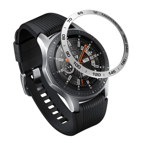 Miniatura 18 de AISPORTS Anillo de bisel compatible con Samsung Galaxy Watch 1.811 in bisel Loop cubierta adhesiva anti arañazos acero inoxidable bisel de metal