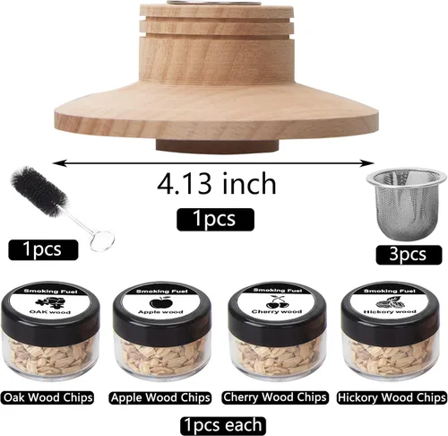 Miniatura 3 de Cocktail Smoker - Juego de bebidas ahumadas para chimeneas antiguas para cócteles, vino, whisky y bourbon – Accesorios de cristal para ahumar