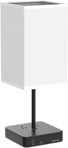 Miniatura 4 de Lámpara de mesa de noche con control táctil y puertos de carga USB C+A, lámpara de escritorio LED con 2 salidas de CA, luz minimalista para mesita