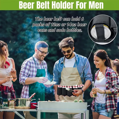 Miniatura 2 de BLIRITEL Cinturón de cerveza, paquete de 6 soportes para cinturón de cerveza para hombres, funda de cinturón de soda de cerveza, bolsa de cintura