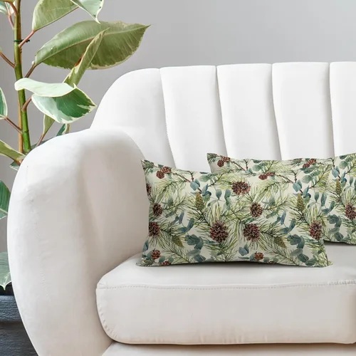 Miniatura 4 de Fundas de almohada florales de invierno 12x20 pulgadas - Juego de 2, estampado de flores de acuarela verde con hojas, temática rústica, fundas Árbol
