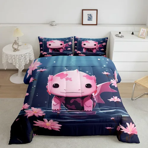 Miniatura 35 de Erosebridal Juego de edredón de ballena náutica, tamaño individual, juego de ropa de cama vintage azul con ondas oceánicas para niños y niñas