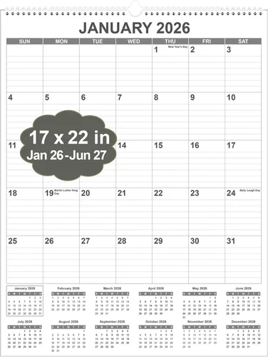 Miniatura 22 de Calendario 2026 – Calendario 2026-2027 de enero de 2026 a junio de 2027, calendario de pared colgante con encuadernación en espiral 2026