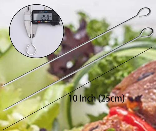 Miniatura 6 de Pinchos de barbacoa de 10 pulgadas, palitos de metal para barbacoa, paquete de 12 pinchos cuadrados de acero inoxidable, kebob, juegos de kabob