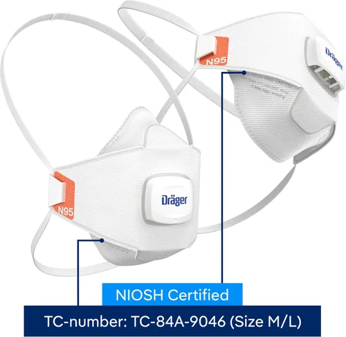 Miniatura 2 de Dräger X-plore 1950 V N95 mascarilla respiradora con válvula de exhalación Mascarilla respiradora aprobada por NIOSH