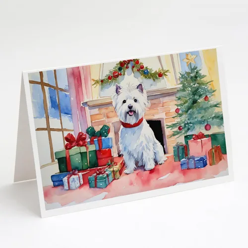 Miniatura 91 de Caroline's Treasures DAC2753GCA7P Paquete de 8 tarjetas de felicitación navideña acogedora de Husky siberiano Tarjetas en blanco con sobres