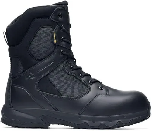 ACE Work Boots Defense, Botas de trabajo unisex de 8 o 6 pulgadas con punta nanocompuesta (NCT), antideslizantes, resistentes al agua, color negro
