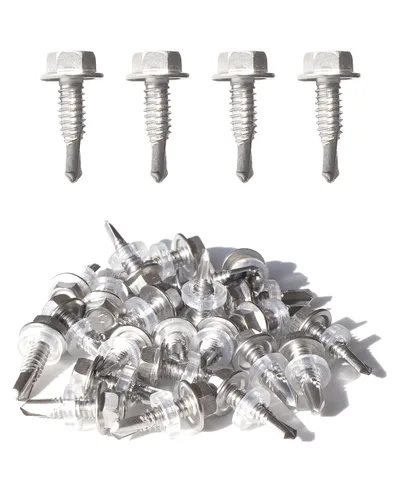 Miniatura 9 de IMScrews 100 tornillos autoperforantes de cabeza hexagonal de acero inoxidable #12 x 1, tornillos Tek de chapa de rosca completa de acero inoxidable