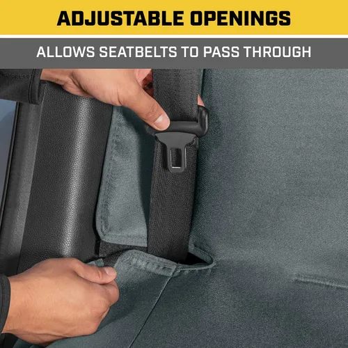 Miniatura 6 de CAT Flexfit™ Funda de asiento trasero gris para automóvil, SUV y camión - Material de lona duradero Fundas de asiento trasero de coche 60/40 Asiento