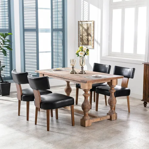 Miniatura 9 de RIVOVA Juego de 4 sillas de comedor modernas de mediados de siglo, tapizadas de piel sintética, sillas Parson modernas sin brazos de cocina, sillas